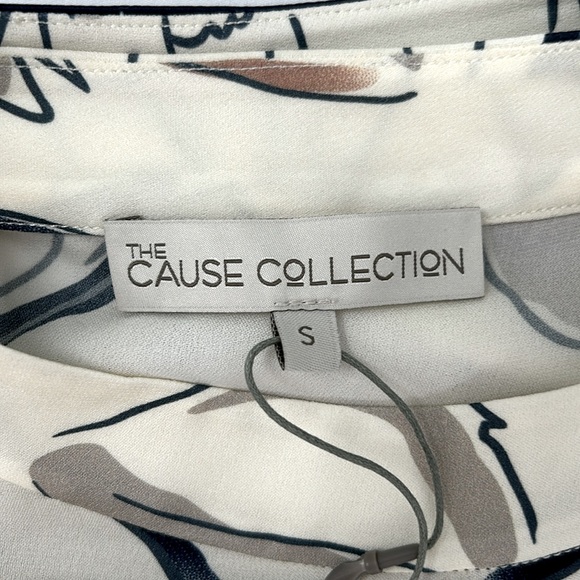 The Cause Collection Silk Sleeveless Mini Dress Ivory Abstract Bird Print size S - Picture 5 of 11